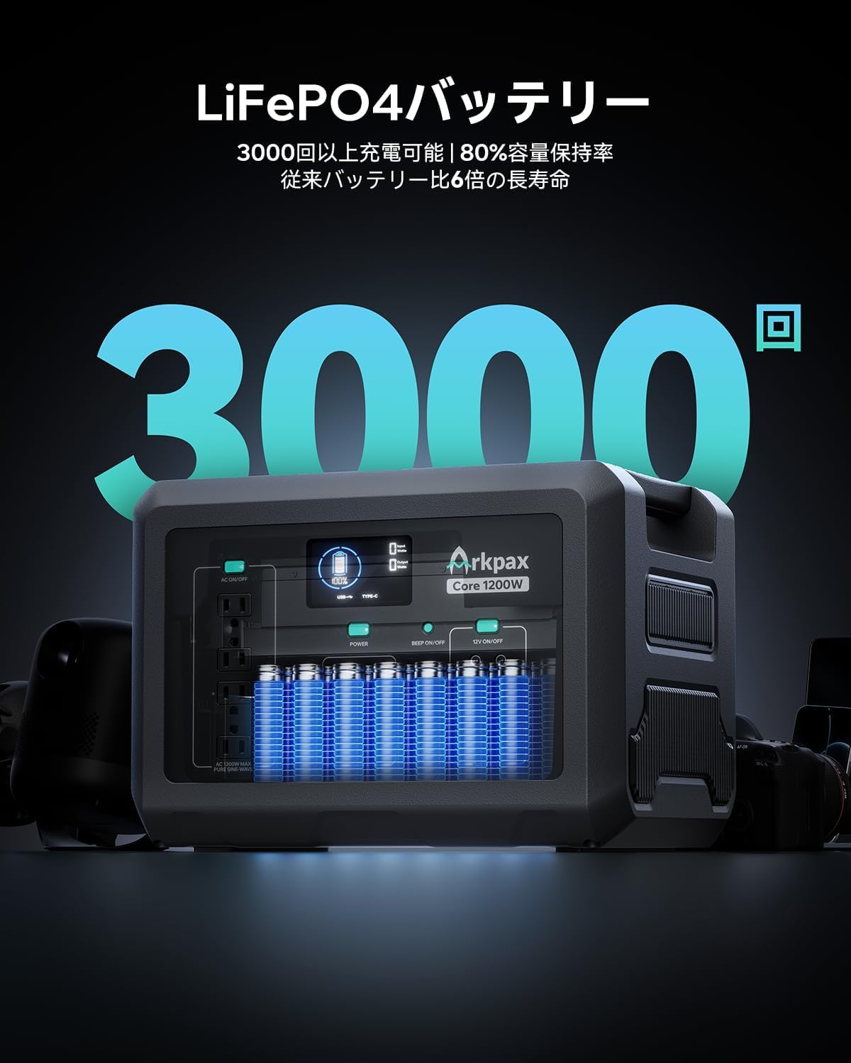 新品！ Arkpax ポータブル電源 1024Wh 1200W リン酸鉄 UPS Amazon | Arkpax ポータブル電源 大容量 1024Wh 1200W 瞬間最大2400W